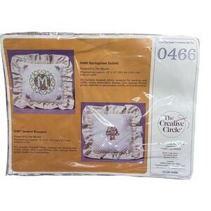 Vintage Creative Circle Springtime Initial Pillow Cross Stitch Kit 0466
